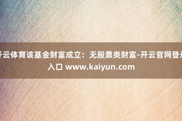 开云体育该基金财富成立：无股票类财富-开云官网登录入口 www.kaiyun.com